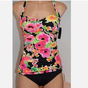 NWT Ralph Lauren Swimwear Tankini 2 piece Set Size 4 Halter Top Black